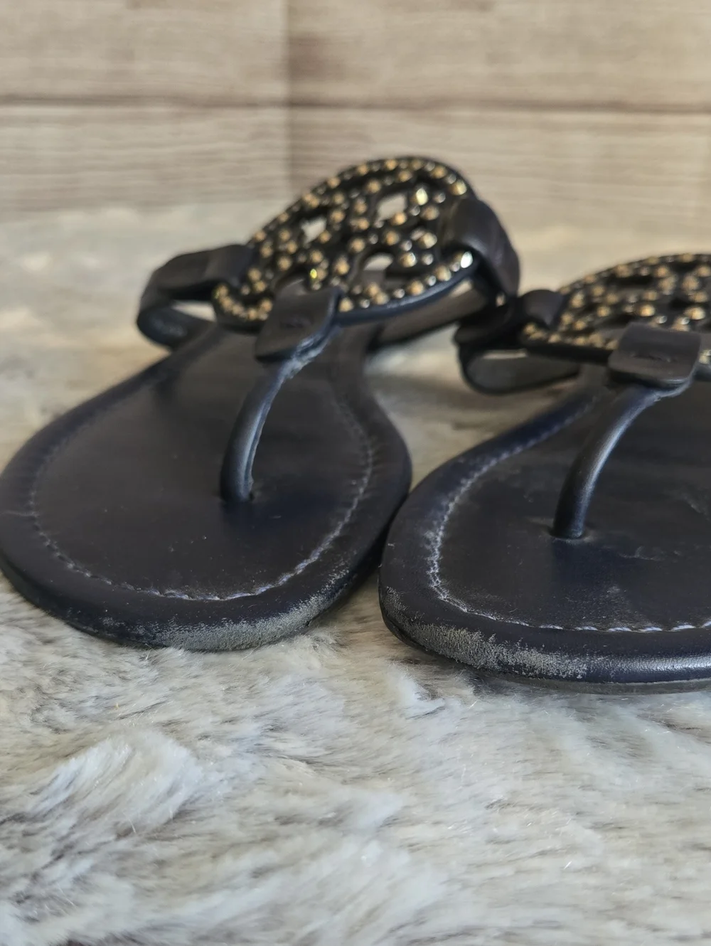 Tory Burch Navy Flip Flops, Womens Size 8.5